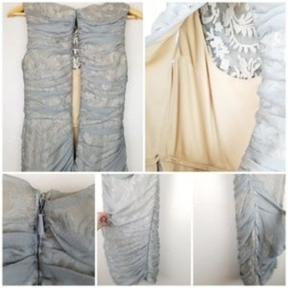 Tadashi Shoji Silk & Lace Ruched Sheath Dress - Picture 7 of 8